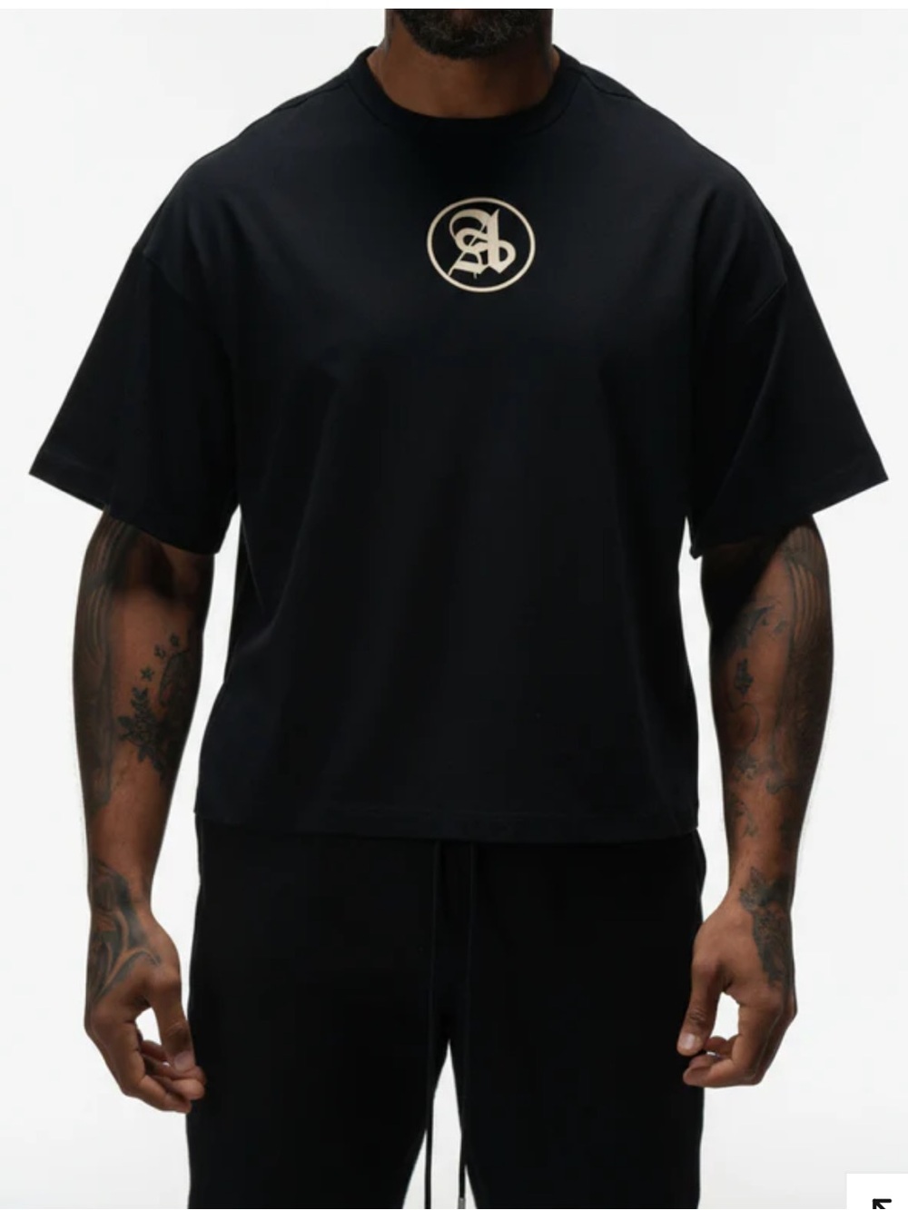 Black Short-Sleeve Heavy Weight Logo Tee - Men's Casual